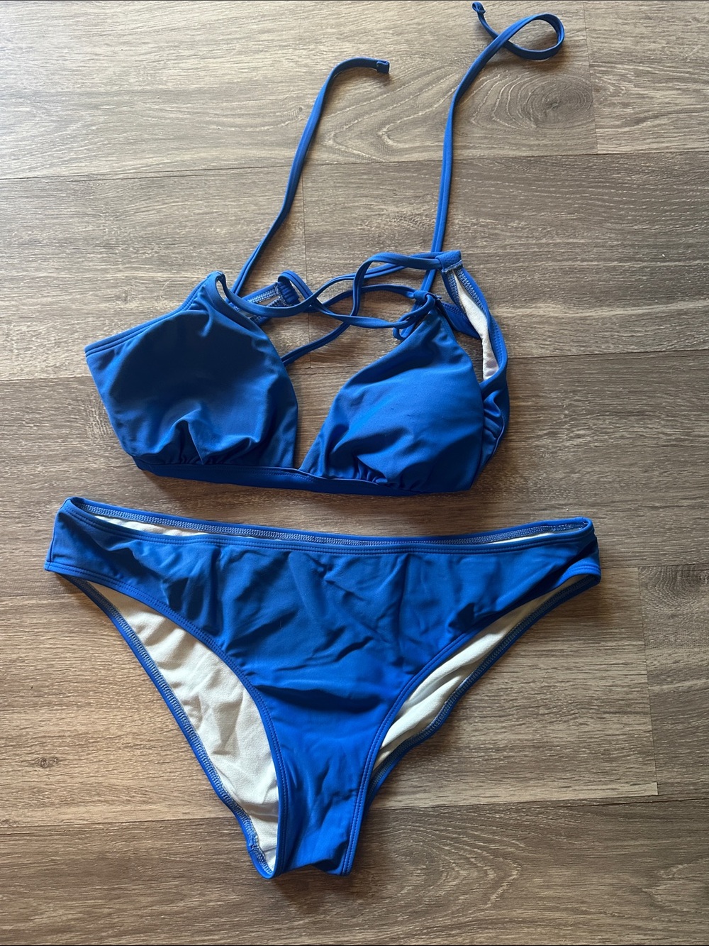 Cupshe Royal Blue Strappy Triangle Bikini Set